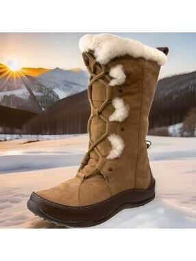 The North Face Abby III Apre Snow Winter Boots Shearling Sherpa Leather Womens 6